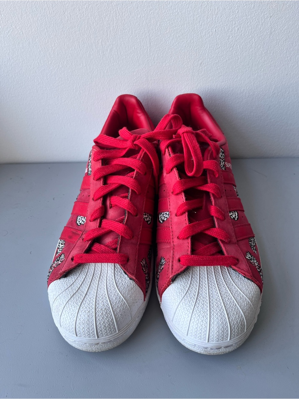 Adidas Superstar Red Pineapple Embroidered Sneakers